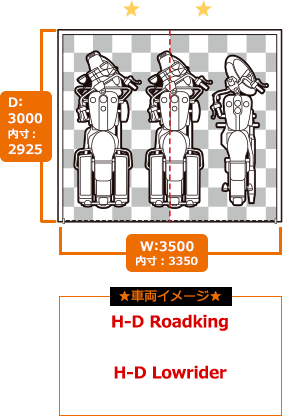 D-styleガレージ バイク3台用参考サイズ表